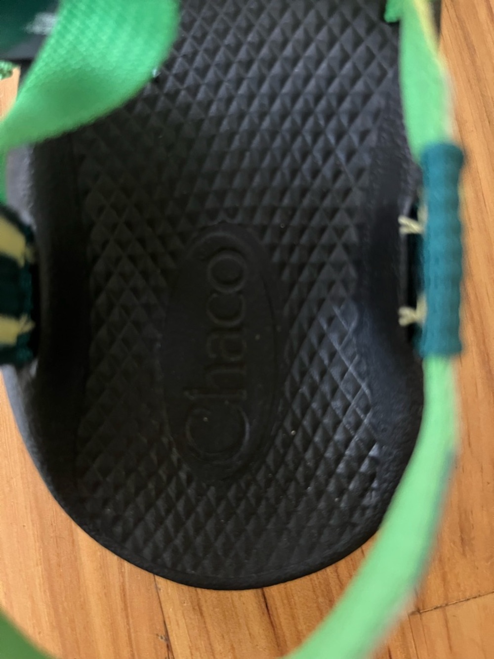 Chaco Kids Green Strap Sandal with Black Footbed